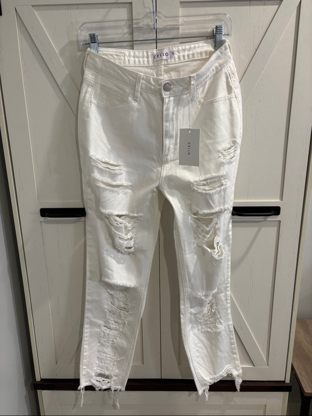 Cello White Distressed Jeans White - Picture 1 of 10